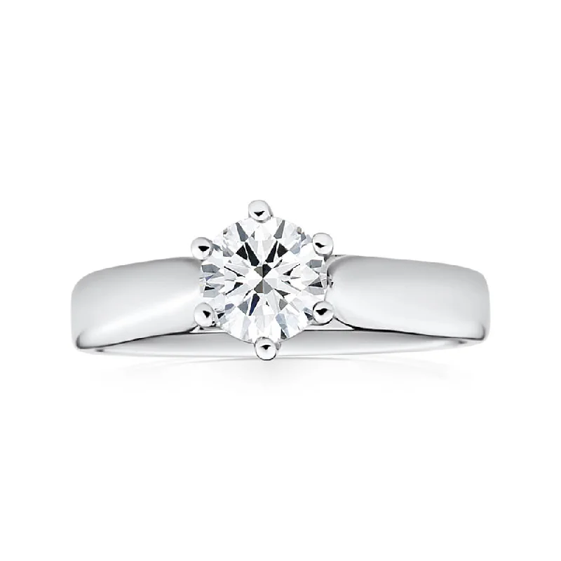 modern overlapped band ring-18ct White Gold 0.70 Carat GI Colour SI Clarity Certified Diamond Ring