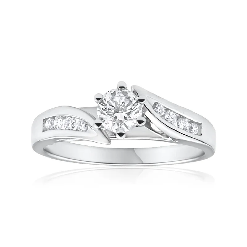 quad-stone promise ring-18ct White Gold Ring With 0.5 Carats Of Brilliant Cut Diamonds