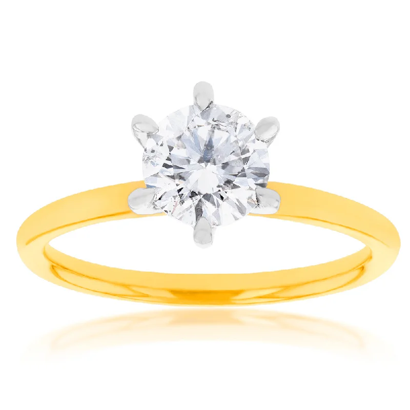 polished silver orbit ring-18ct Yellow Gold 1.00 Carat Diamond Solitaire Ring