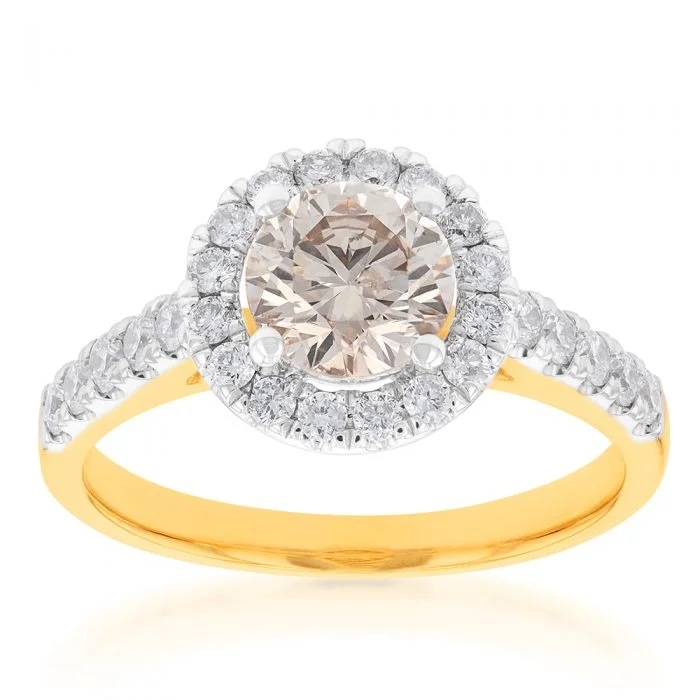 artisan-crafted gold ring-18ct Yellow Gold 1.50 Carat Diamond Ring With 1 Carat Australian Diamond