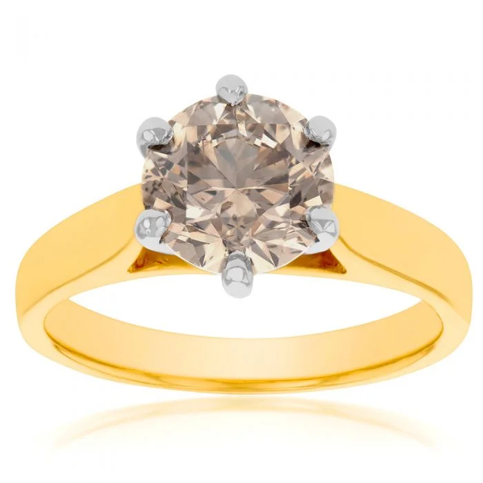 bold garnet channel ring-18ct Yellow Gold 2.00 Carat Australian Diamond Solitaire