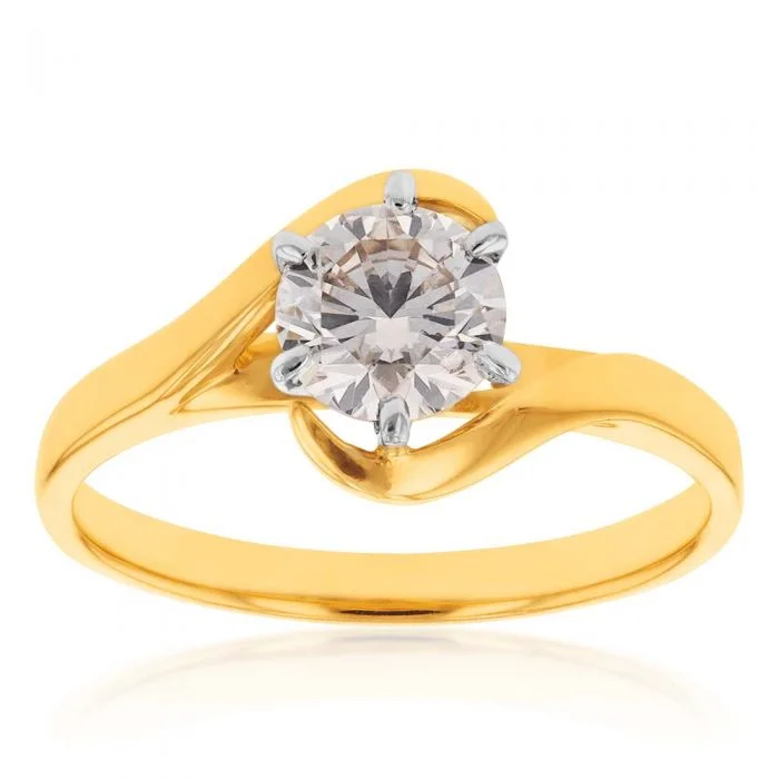 adjustable ridge ring-18ct Yellow Gold Solitaire Ring With 1 Carat Australian Diamond