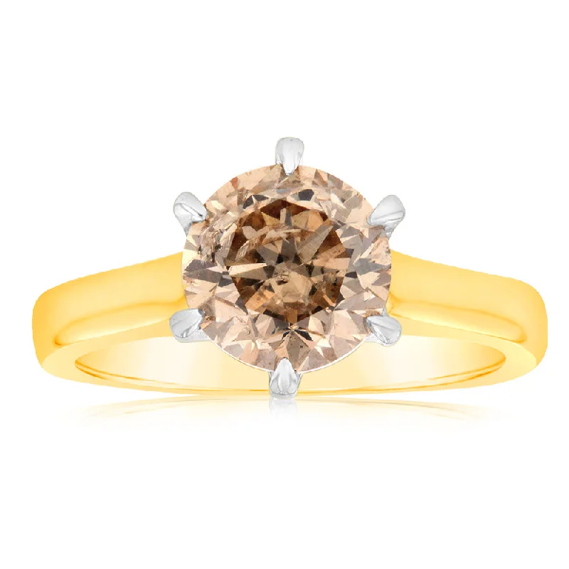 nature-themed fern ring-18ct Yellow Gold Solitaire Ring With 3 Carat Diamond