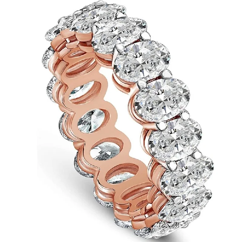 modern sleek crest ring-5 1/2CT Oval Diamond Eternity Ring White Yellow Rose Gold or Platinum Lab Grown