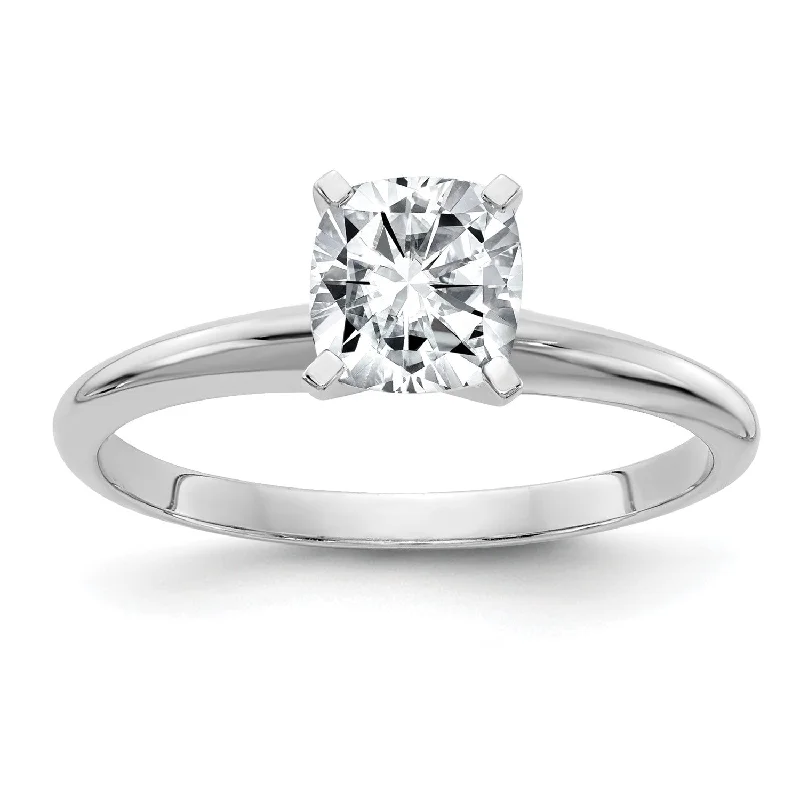 raw spinel statement ring-6MM Cushion Moissanite Solitaire Engagement Ring in 14KT White Gold; Size 7