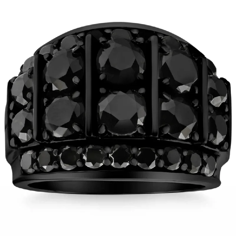 gothic-inspired hawk ring-7 1/4Ct TW Black Diamond Men's Ring 10k Black Gold