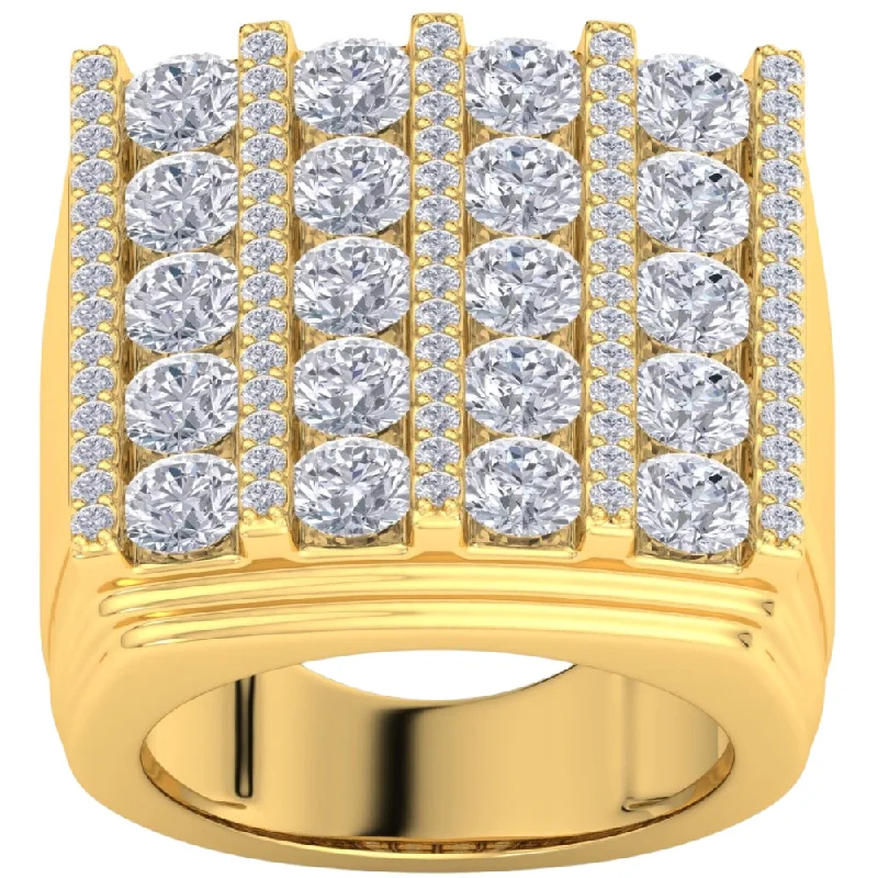 antiqued gold band ring-7Ct Diamond Ring Mens Round Flashy Polished Wedding Band in White or Yellow Gold