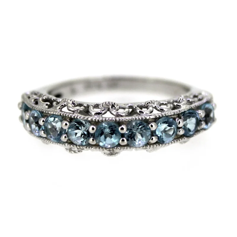 bold sapphire ridge ring-925 Sterling Silver Sky Blue Topaz Band Ring