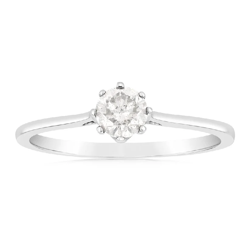 artisan-crafted gold ring-9ct White Gold 1/2 Carat Diamond Solitaire Ring