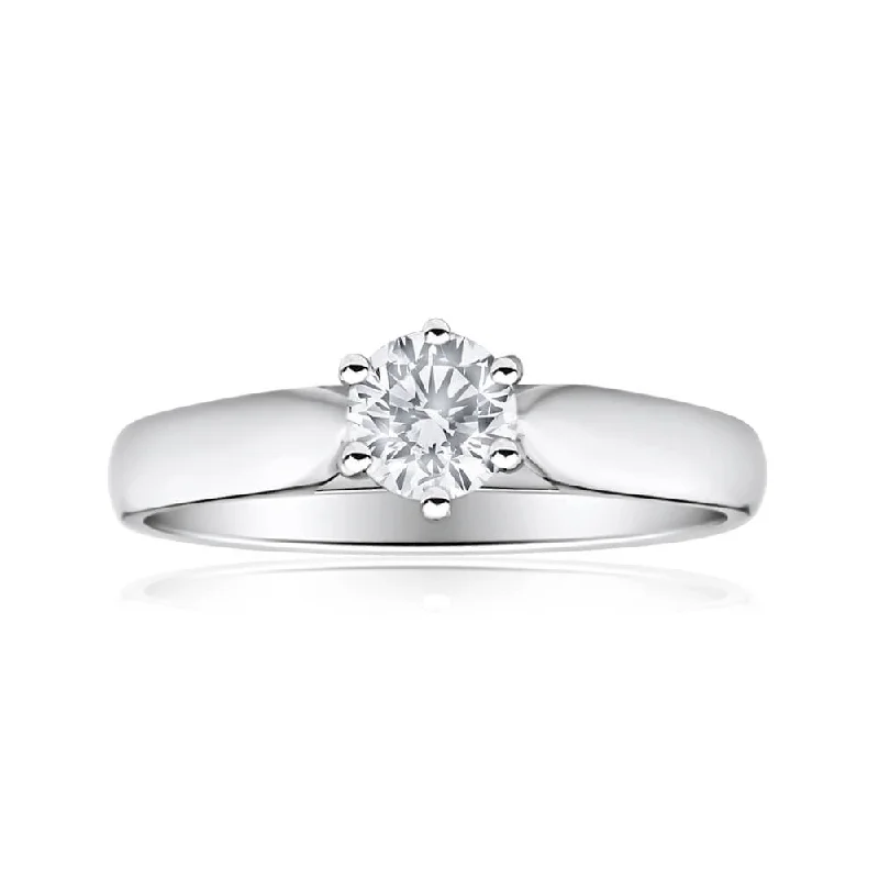 gothic-inspired fang ring-9ct White Gold Solitaire Ring With 0.5 Carat Diamond