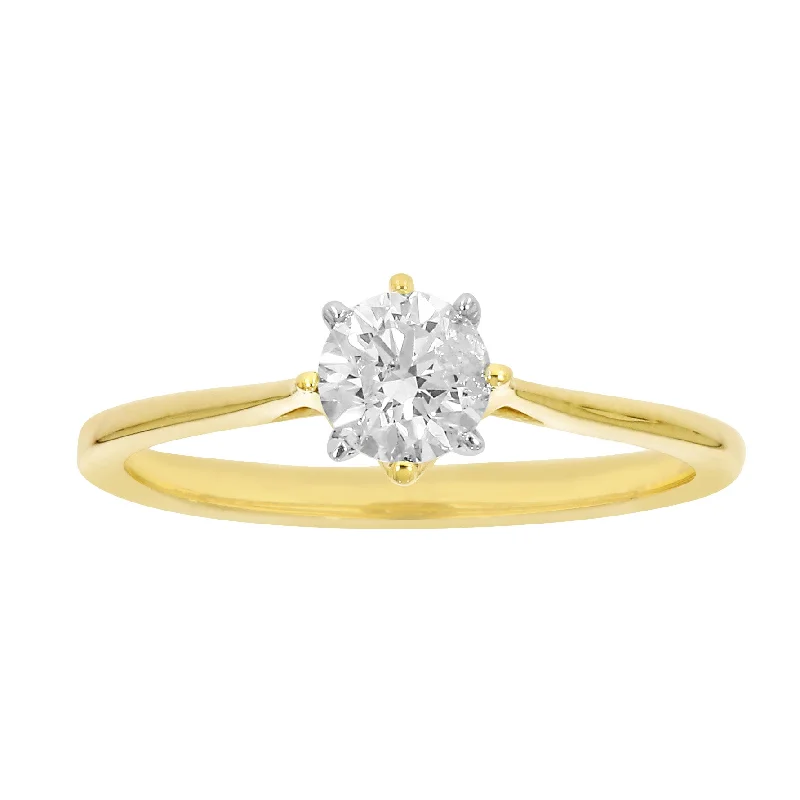 engraved oath ring-9ct Yellow Gold  1/2 Carat Diamond Solitaire Ring