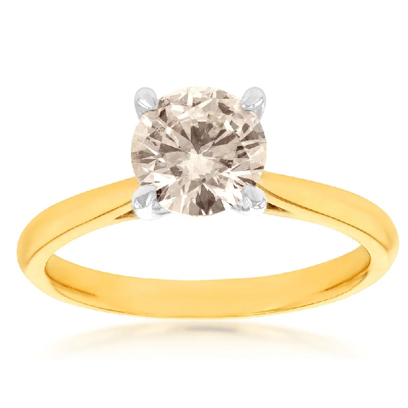 bold sapphire ridge ring-9ct Yellow Gold Solitaire Ring With 1 Carat Australian Diamond