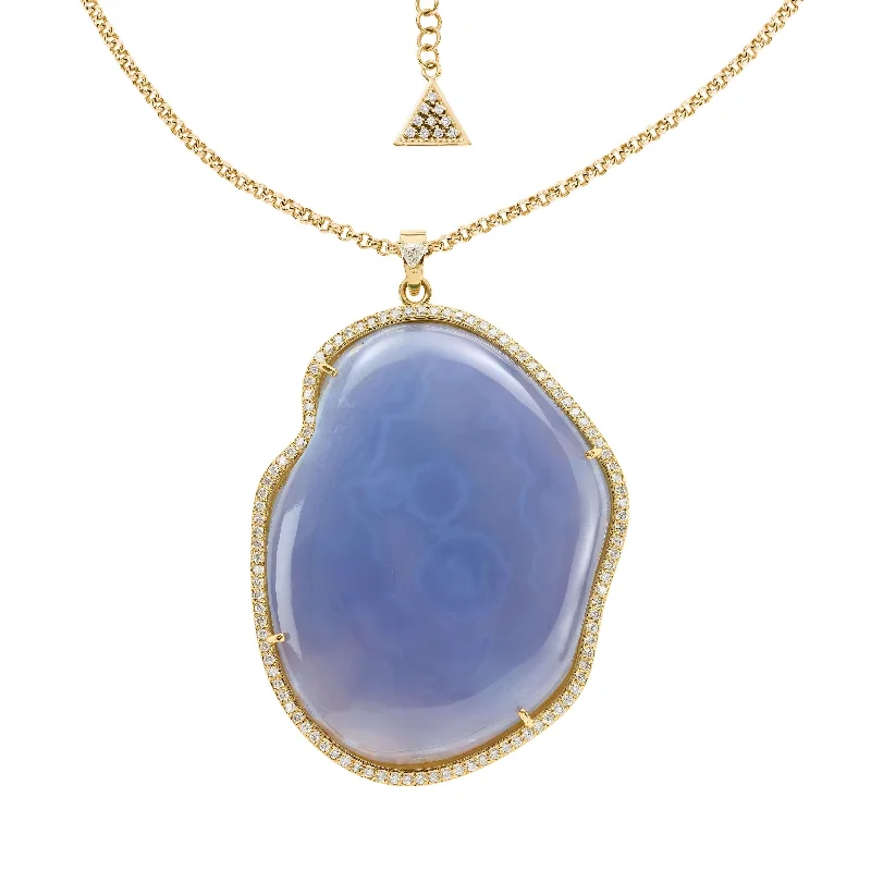 modern fused-chain necklace-Adriana ~ Blue Chalcedony Necklace