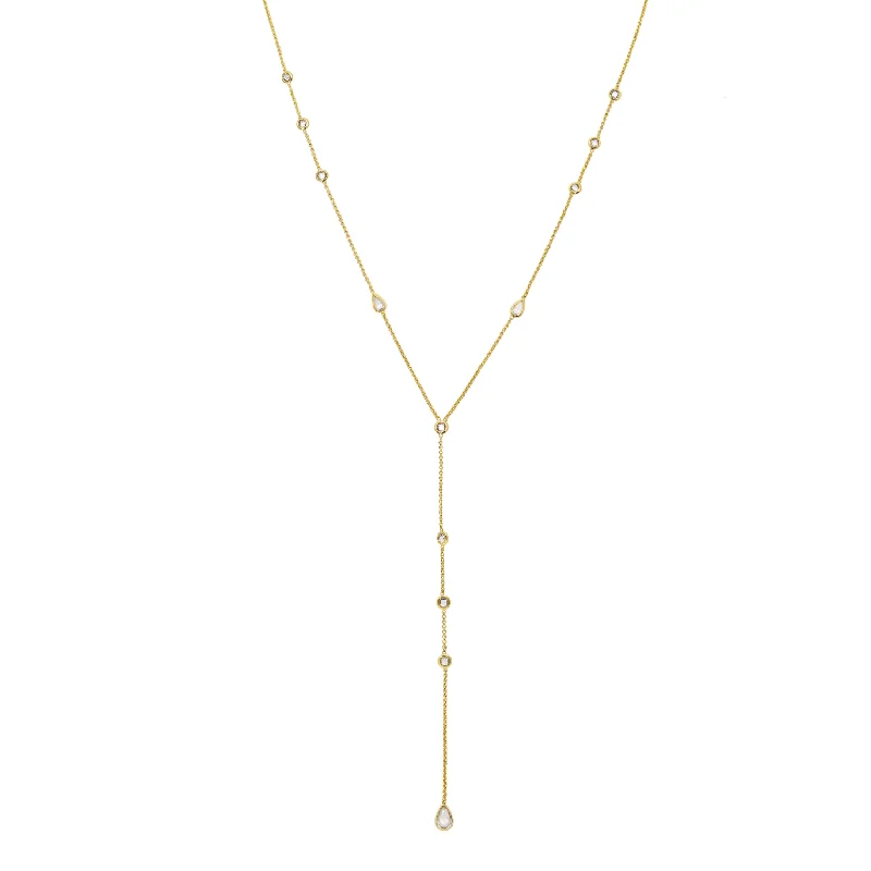 polished gold stack necklace-Alexia CZ Lariat