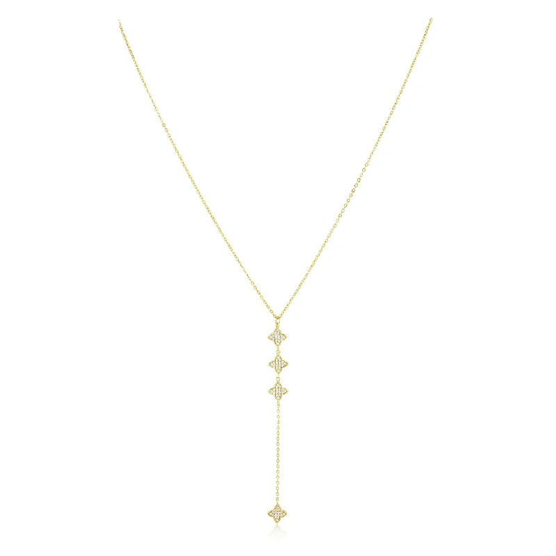 minimalist trapezoid necklace-Amanda CZ Lariat