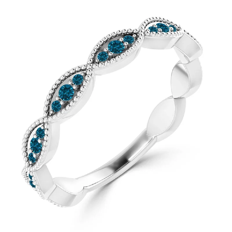 vintage-style larimar ring-Auriya 10k Gold 1/5cttw Ultra-thin Vintage Stackable Blue Diamond Wedding Band