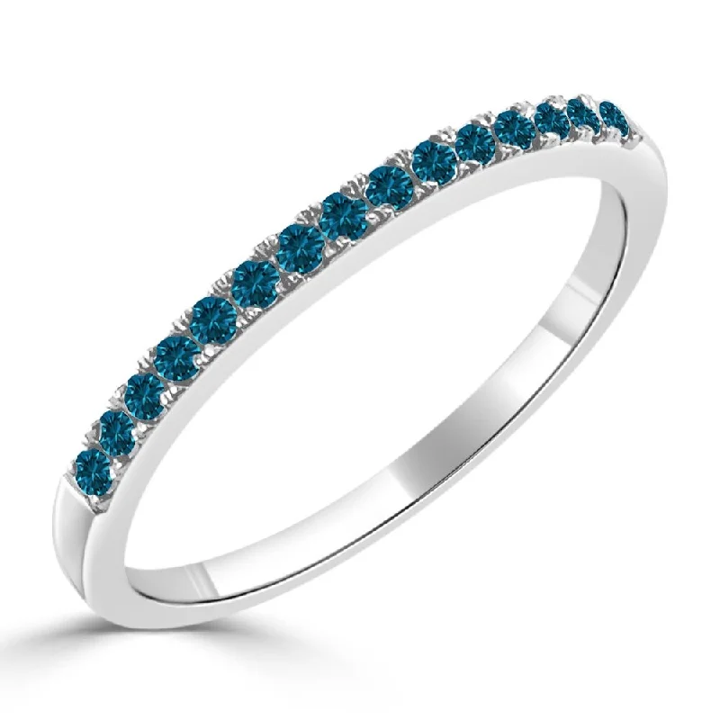 nature-themed crest ring-Auriya 10k Gold 1/5ctw Ultra-thin Stackable Blue Diamond Wedding Band