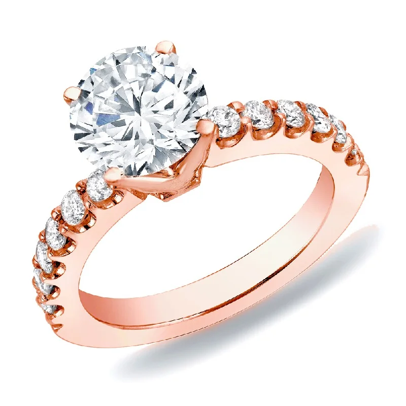 adjustable talon ring-Auriya 14k Rose Gold 1ctw Round Diamond Engagement Ring (H-I, SI1-SI2)