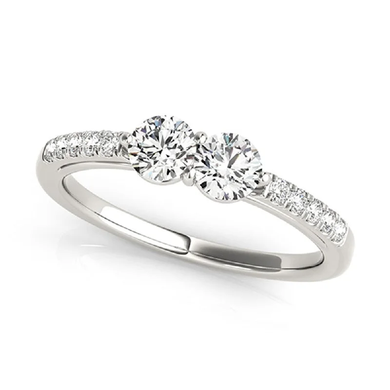 adjustable arch ring-Auriya 14k White Gold 3/4 carat TW 2-Stone Diamond Engagement Ring (H-I, SI1-SI2)