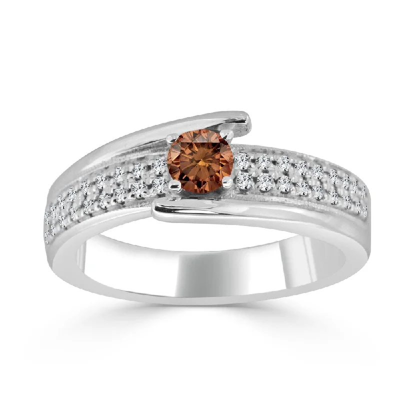 bold emerald ridge ring-Auriya Contemporary 1/2ctw Brown Diamond Engagement Ring 14k Gold (H-I, I1-I2)