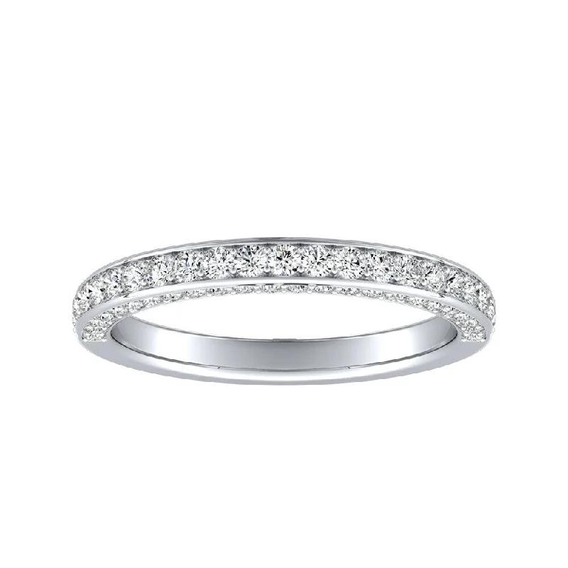 engraved oath ring-Auriya Platinum 1/2ctw Double Edge Diamond Wedding Band