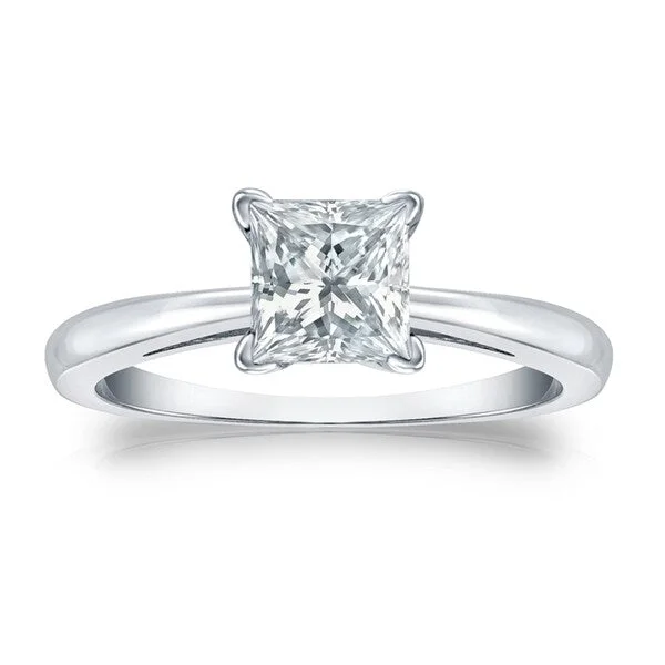 quad-stone promise ring-Auriya Platinum 1 3/4ctw Princess-Cut Solitaire Diamond Engagement Ring GIA Certified