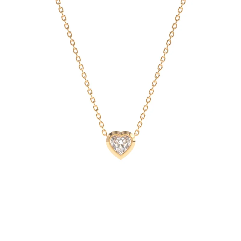 engraved oath chain necklace-Beveled Bezel Diamond Heart Necklace