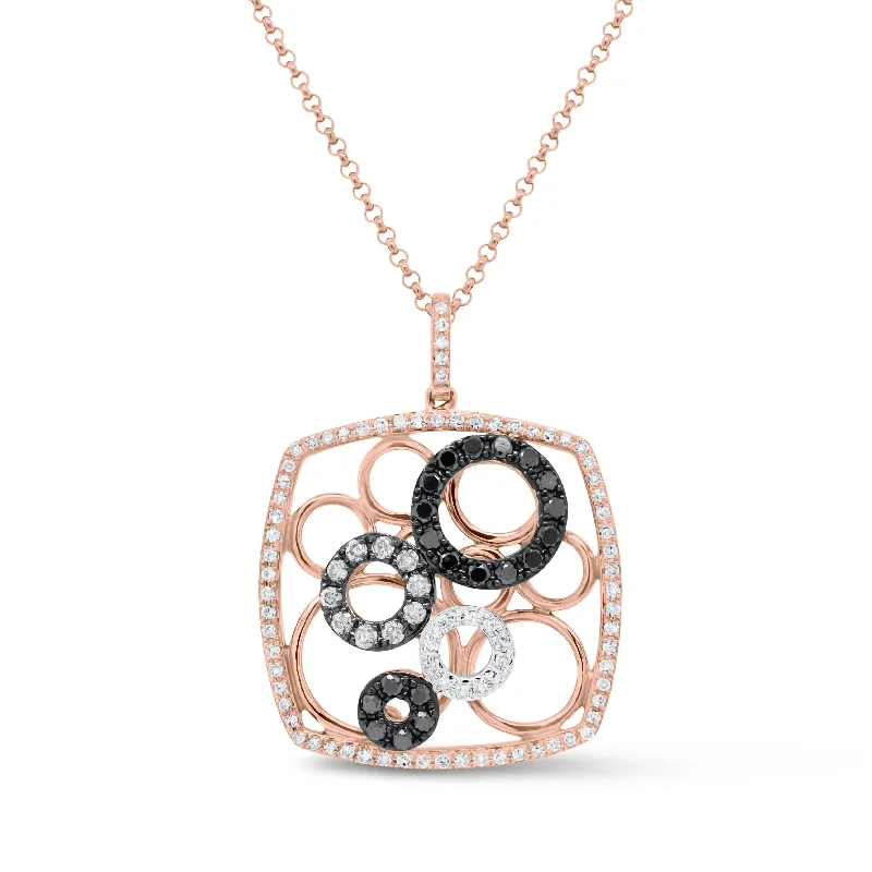 modern sleek crest necklace-Black Diamond Circles Pendant