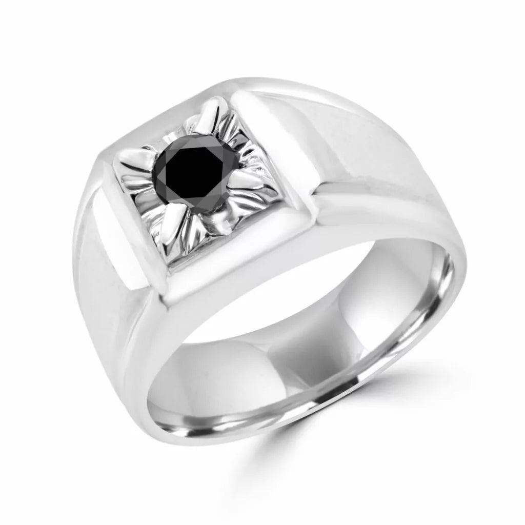 dainty thorn design ring-Black Hawk Solitaire Ring in 10k White Gold