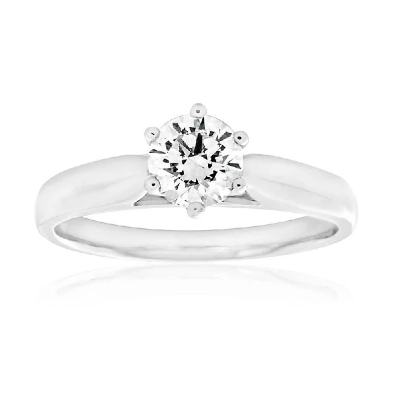 modern sleek twist ring-Certified Diamond 18ct White Gold Diamond Ring