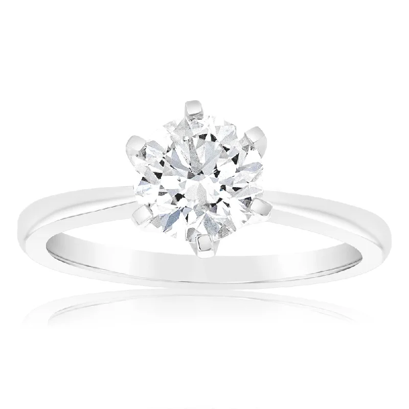 gothic-inspired talon ring-Certified Luminesce Lab Grown 1.5 Carat Solitaire Engagement Ring in 18ct White Gold