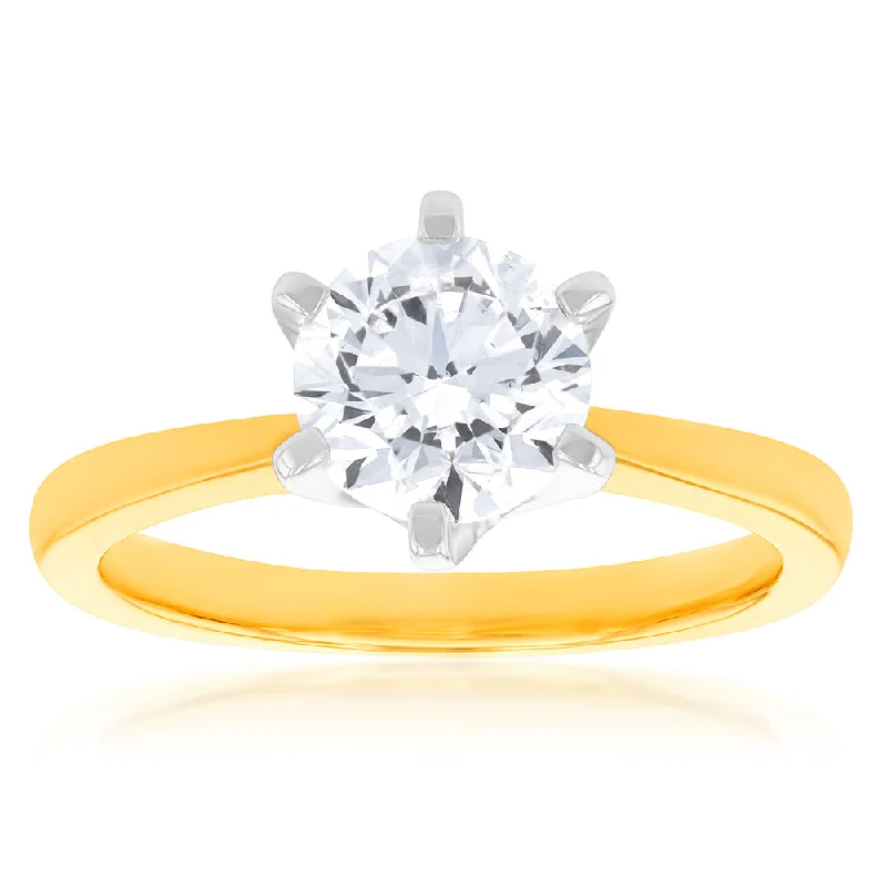 modern fused-band ring-Certified Luminesce Lab Grown 1.5 Carat Solitaire Engagement Ring in 18ct Yellow Gold