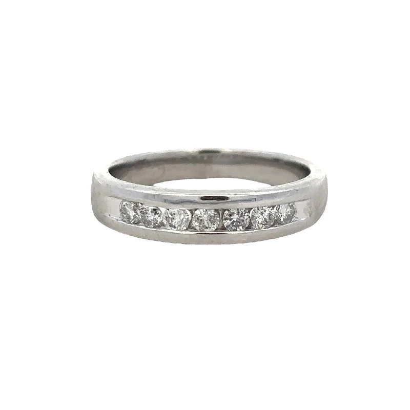 sleek titanium eternity ring-Channel Set Diamond Band in White Gold