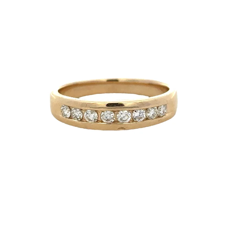 vintage-inspired opal ring-Channel Set Diamond Band in Yellow Gold