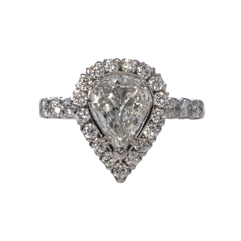 artisan-crafted platinum ring-2.22ctw L’Amour Crisscut Pear Diamond Halo Engagement Ring