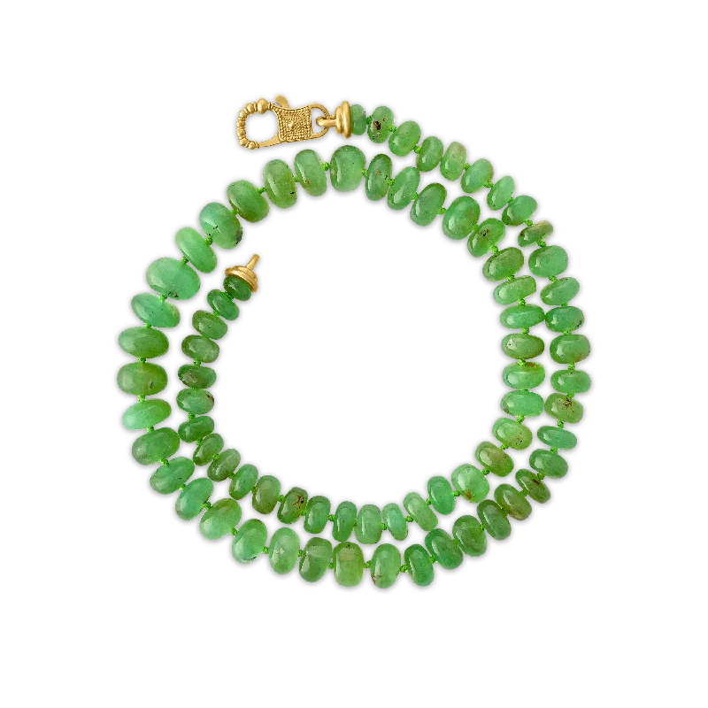 modern sleek ridge necklace-Chrysoprase Strand with Fibula Clasp