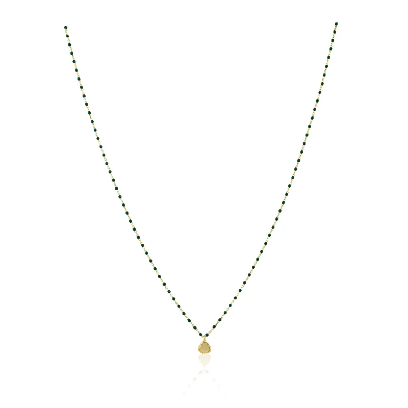 bohemian peak necklace-Elsa Mini Heart Necklace Green