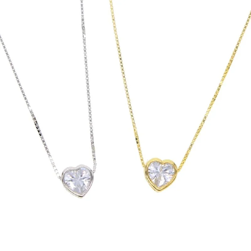 dainty thorn chain necklace-CZ Bezel Necklace Heart