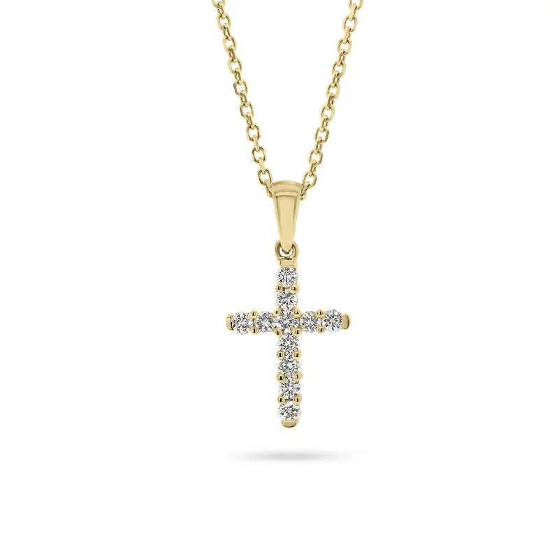 modern stacked kunzite necklace-Diamond 11-Stone Cross Pendant