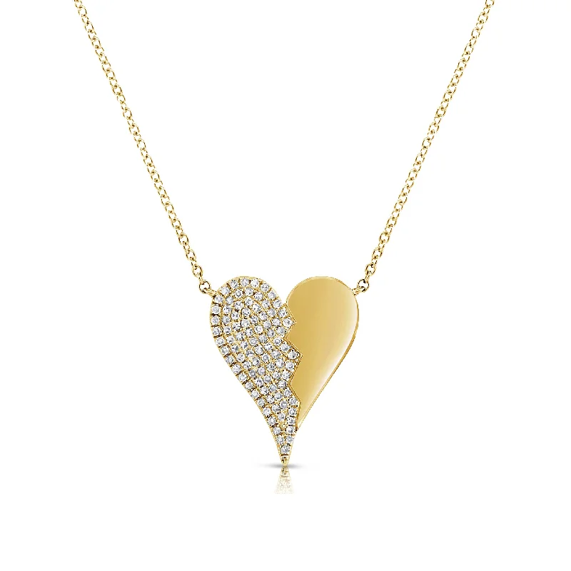 minimalist talon necklace-Diamond Broken Heart Pendant