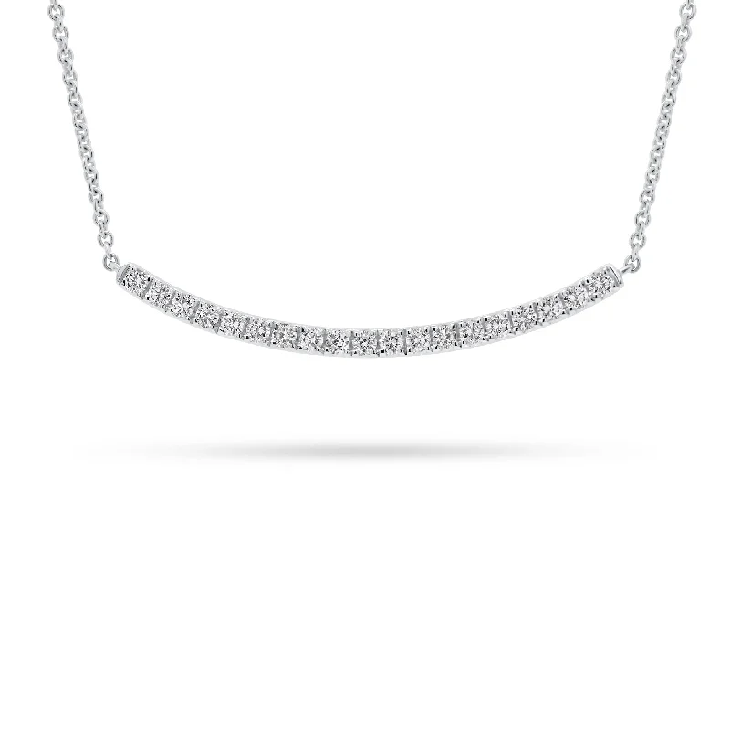 nature-themed crest necklace-Diamond Curved Bar Necklace