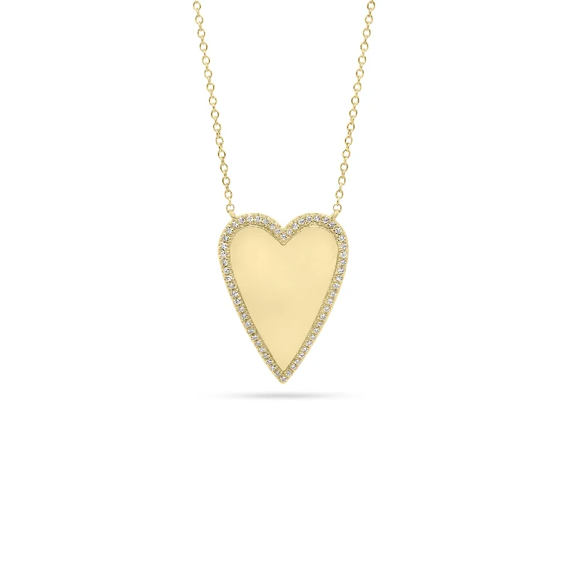 bold emerald ridge necklace-Diamond-Framed Elongated Heart Pendant