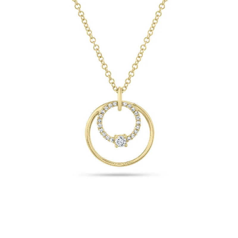 art deco alexandrite necklace-Diamond & Gold Open Circle Pendant