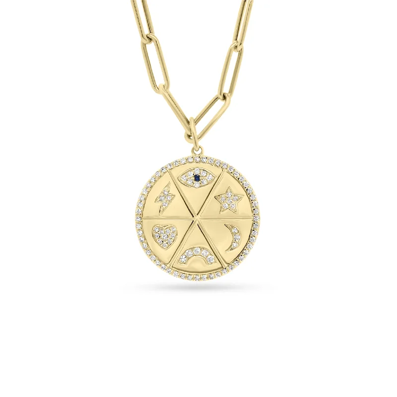 engraved legacy chain necklace-Diamond Good Vibes Medallion Necklace