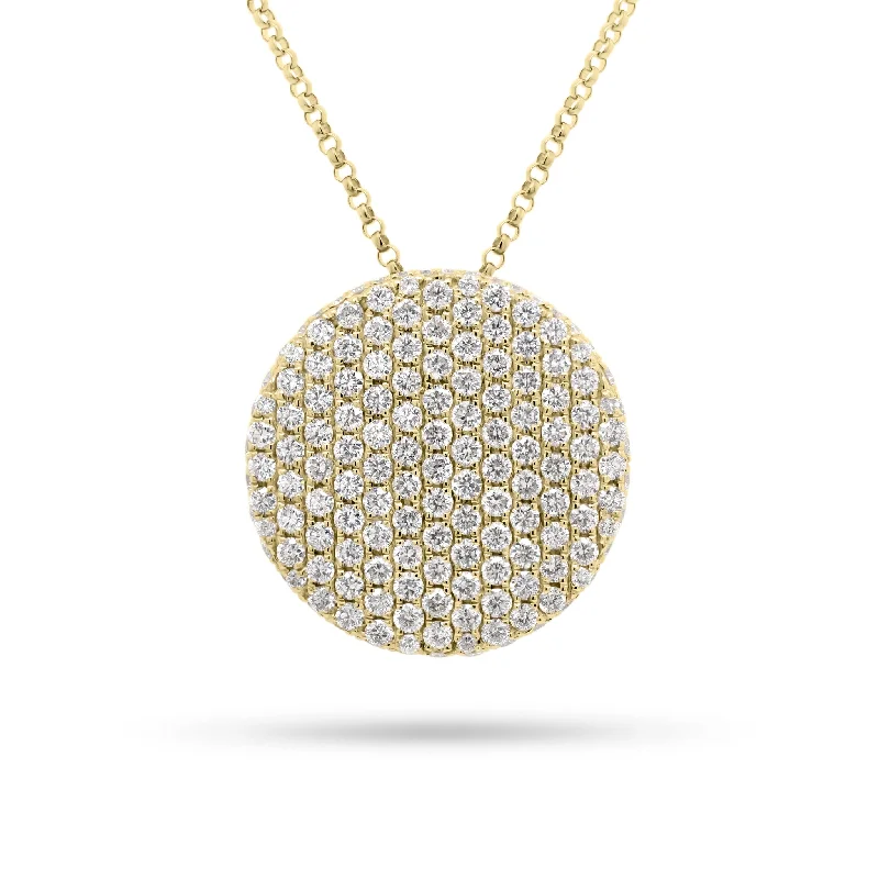 floral channel diamond necklace-Diamond Large Disc Pendant