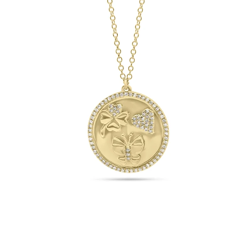 bold ruby ridge necklace-Diamond Luck, Love, and Happiness Disc Pendant