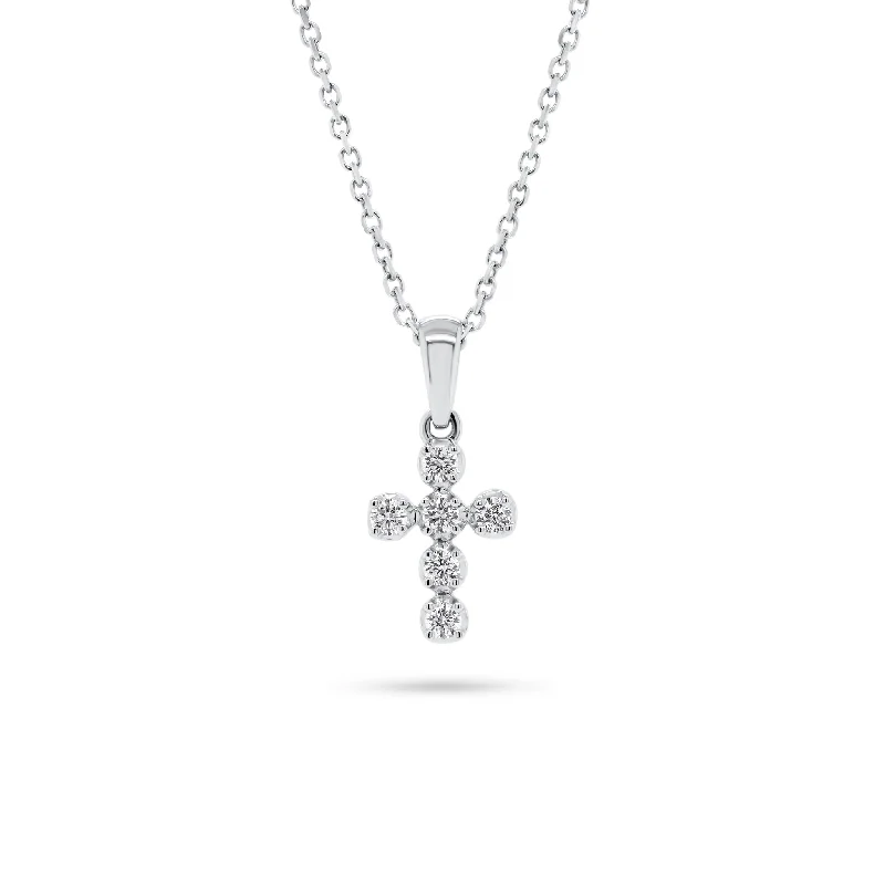 modern sleek crest necklace-Diamond Rounded Cross Pendant Necklace