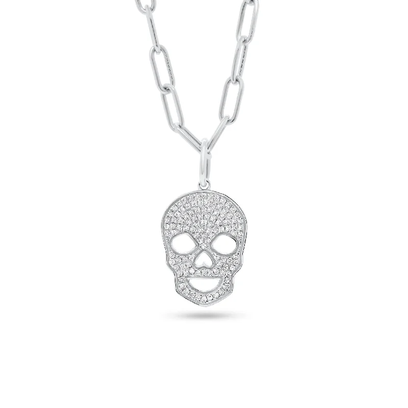 vintage-inspired ruby necklace-Diamond Skull Charm