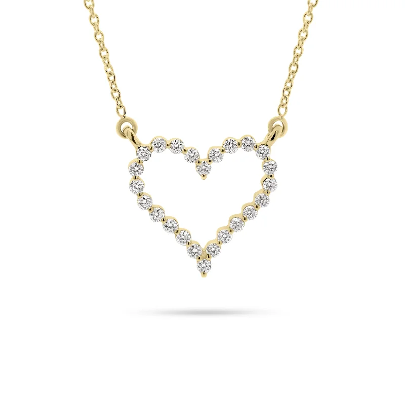 minimalist trapezoid necklace-Diamond Small Open Heart Necklace