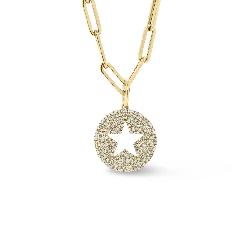 quad-stone drop necklace-Diamond Star Cutout Pendant